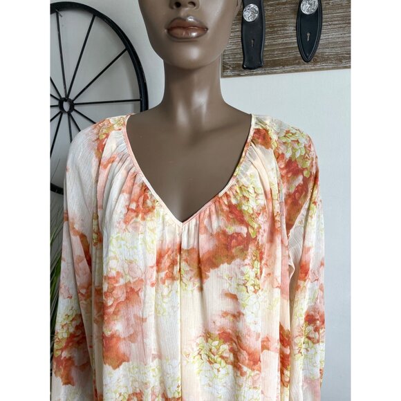 H&M NWT Floral Long-Sleeve V-Neck Maxi Dress With Sheer Overlay & Lining Size M - Picture 10 of 11